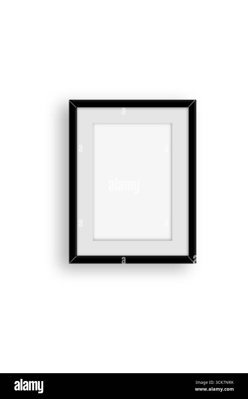 Una cornice vuota con un semplice bordo nero, pronta per la grafica o una fotografia. Foto Stock