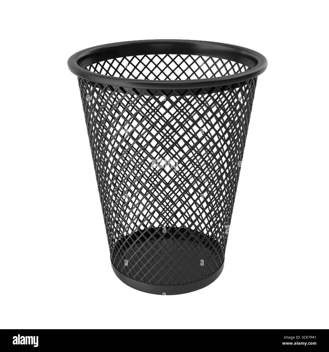 Un cestino in rete nera progettato per contenere i rifiuti e tenere gli spazi in ordine. Foto Stock