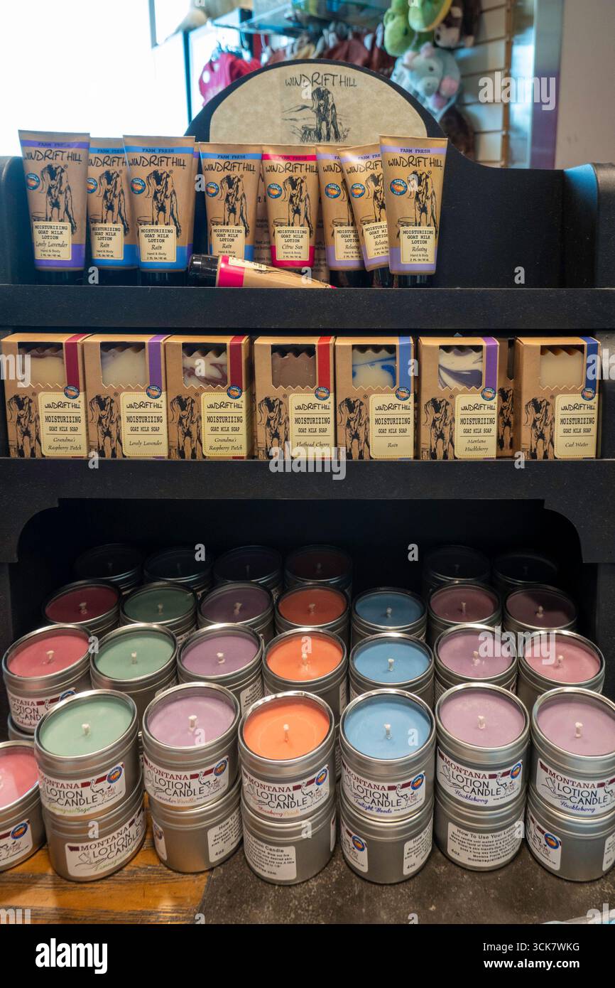 Il negozio di articoli da regalo dell'aeroporto internazionale di Great Falls offre una gamma completa di souvenir, 2025, Montana, Stati Uniti Foto Stock