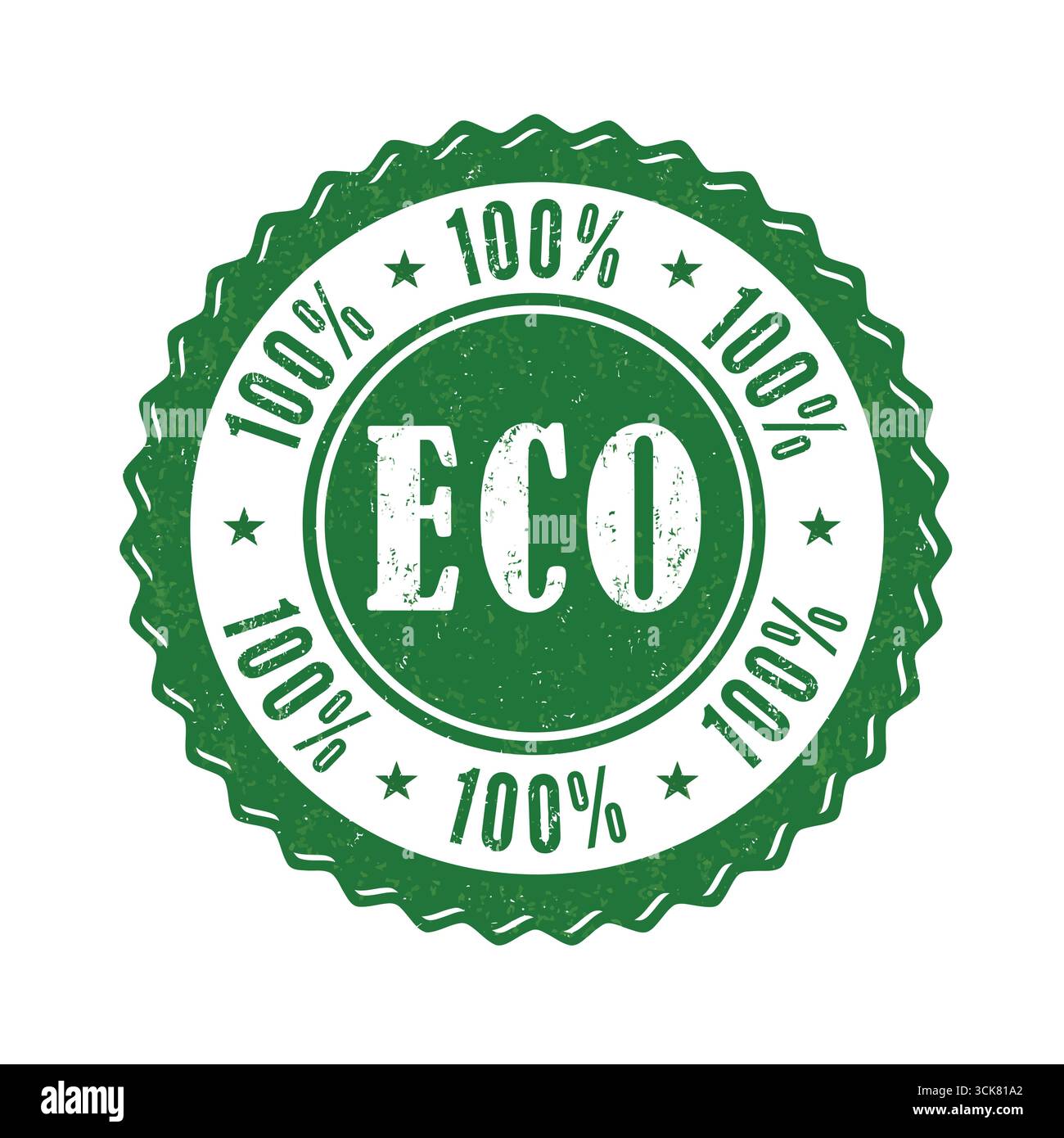 Timbro in gomma Eco grunge al 100% su sfondo bianco, illustrazione vettoriale Illustrazione Vettoriale