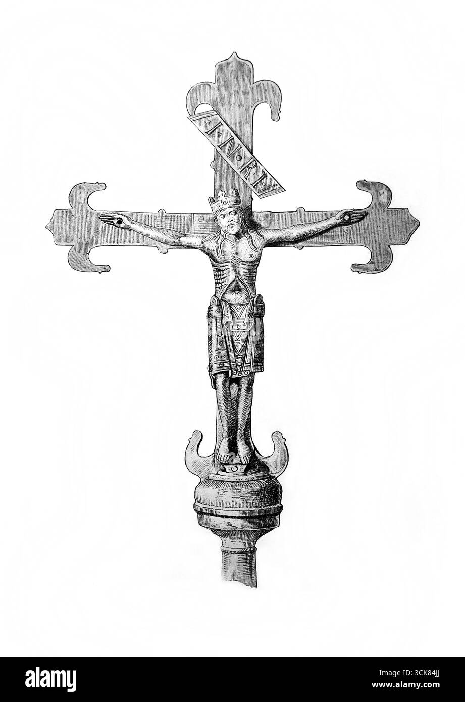 Illustrazione del Cristo di Elvengen (Granducato di Lussemburgo) XI o XII secolo da un'edizione del 1902 di le Crucifix Sans l'Historie, Sans l'Art Foto Stock