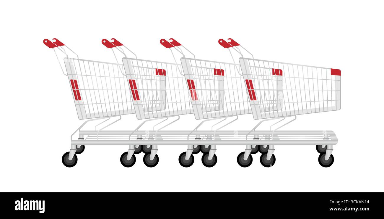 Carrello della spesa o carrello della spesa. Concetto di shopping. Illustrazione vettoriale. Illustrazione Vettoriale