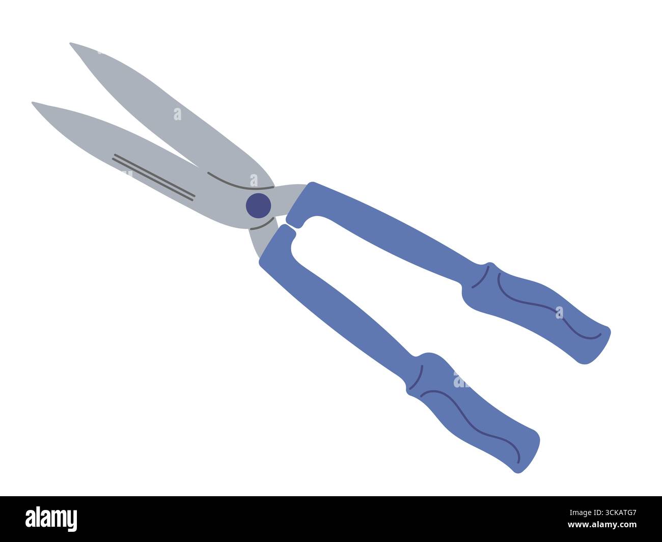 Cesoie da giardino con manici blu per rifinire piante e arbusti in un giardino di casa Illustrazione Vettoriale
