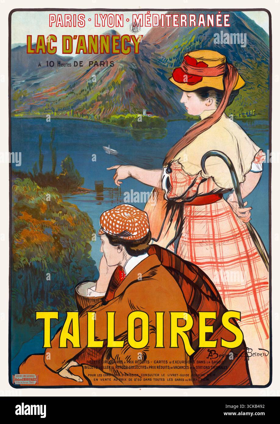 Talloires. LAC D'annecy. Parigi, Lione, Méditerranée di Albert Besnard (1849-1934). Poster pubblicato nel 1910 in Francia. Foto Stock