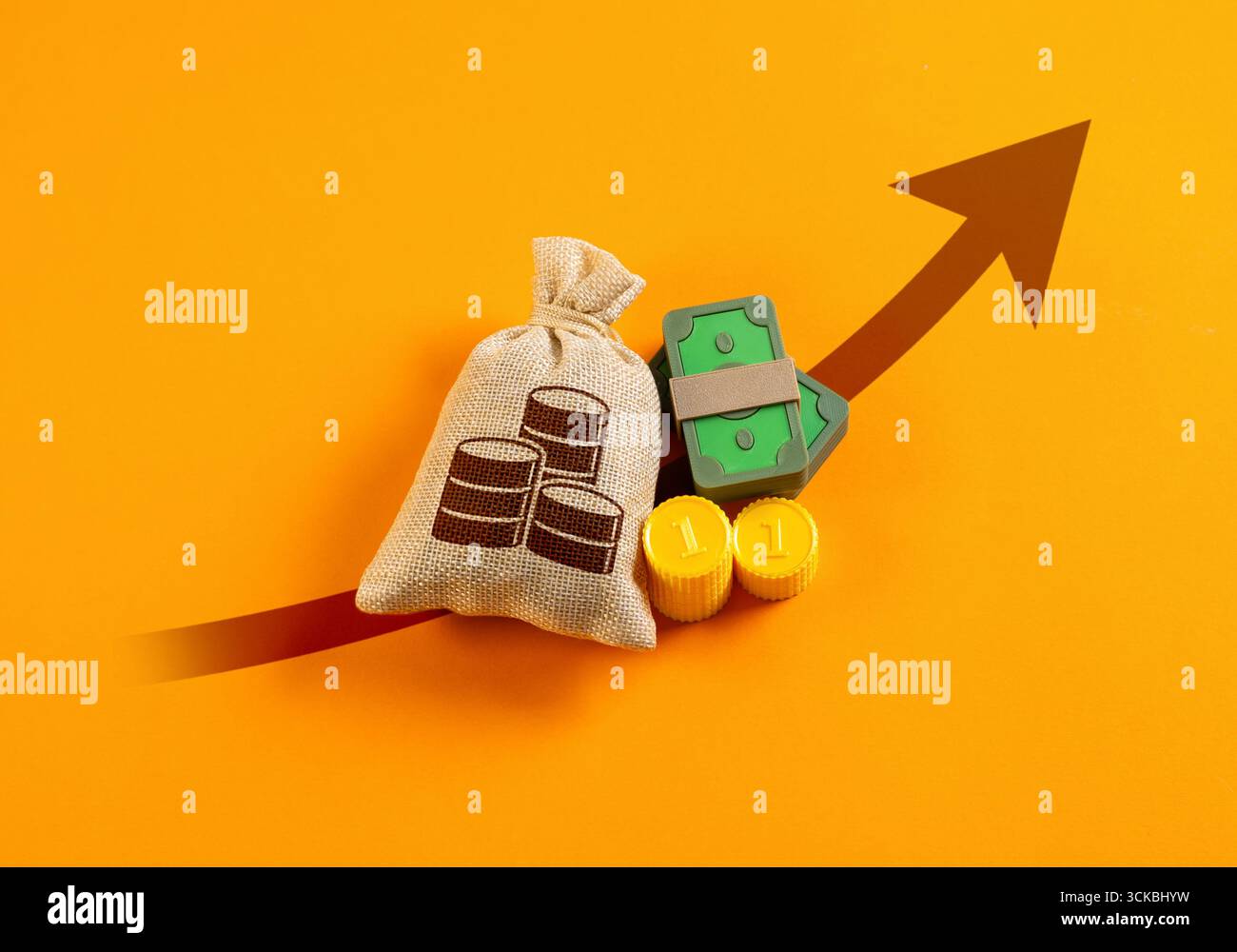 Crescita del reddito e del capitale, successo degli investimenti, accumulo di ricchezza, sviluppo economico, indipendenza finanziaria, aumento dei profitti, espansione del business Foto Stock