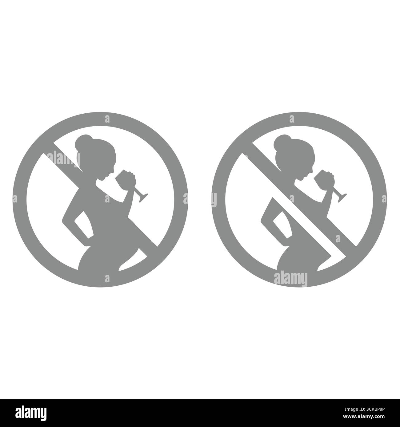 Nessun segno vettoriale di gravidanza. Non bere alcol durante la gravidanza icona. Illustrazione Vettoriale