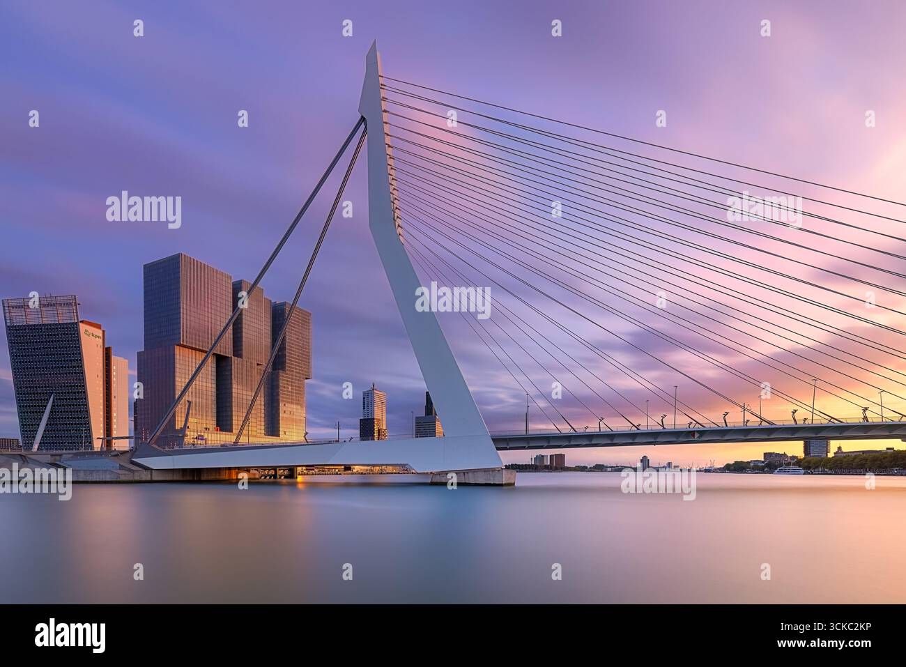 L'Erasmusbrug di Rotterdam, Paesi Bassi al tramonto Foto Stock L'Erasmusbrug di Rotterdam, Paesi Bassi al tramonto Foto Stock