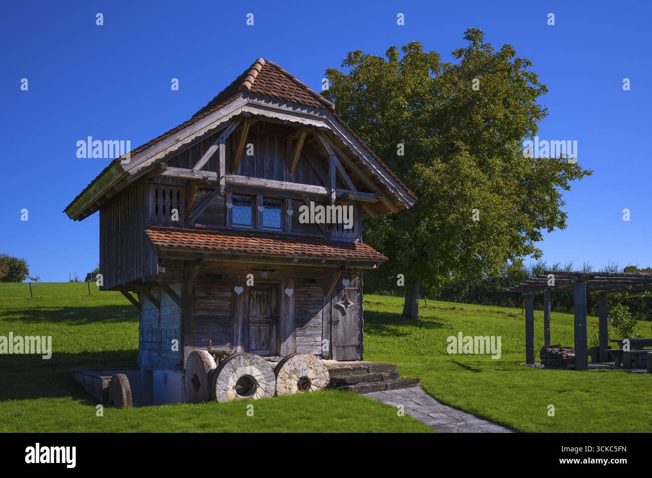Stadelhaus, fienile, ex casa dei servitori, Ettiswil, Canton Lucerna, Svizzera Foto Stock