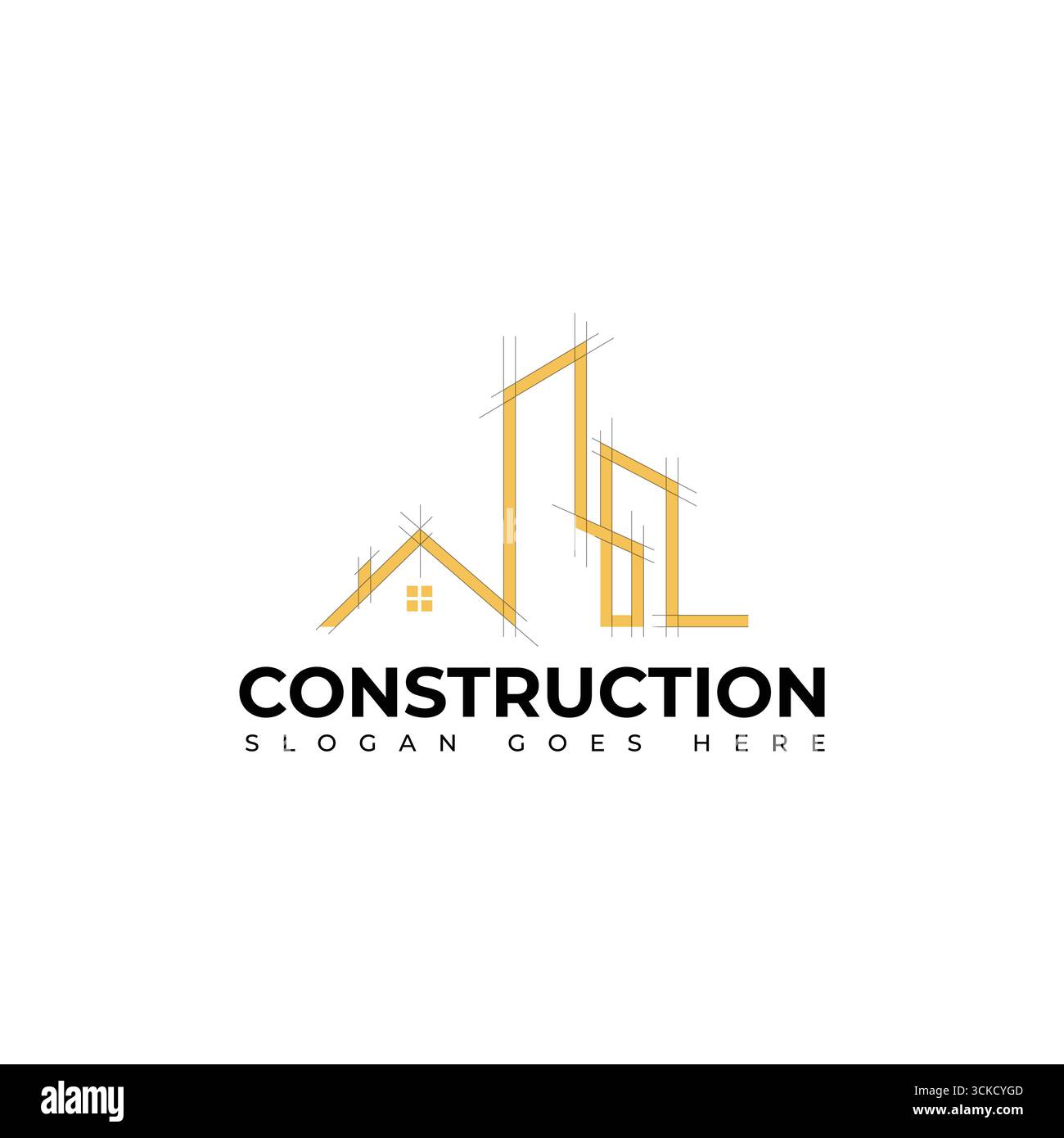 Un logo di costruzione geometrica con forme astratte in stile moderno. Adatto a appaltatori, architetti e costruttori di immobili che desiderano un Illustrazione Vettoriale