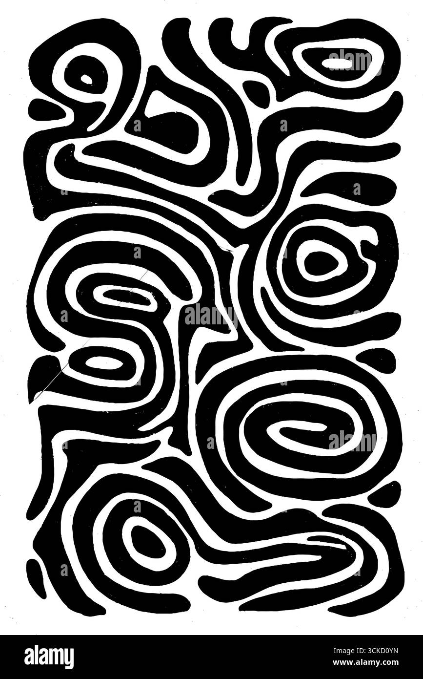 Motivi di serpente astratti in bianco e nero per progetti di design creativi. Illustrazione Vettoriale