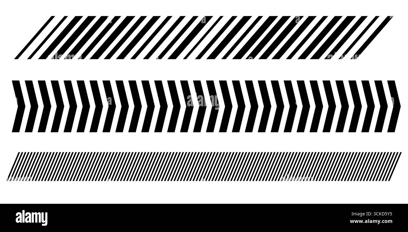 Bordi geometrici astratti creativi linee diagonali striscia divisoria a barre con griglia e nastro tratteggiato isolano decorazione minimale per il design Illustrazione Vettoriale