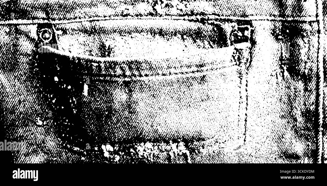 Texture tascabile in denim vintage con rivetti e cuciture per uno sfondo grunge. Illustrazione Vettoriale