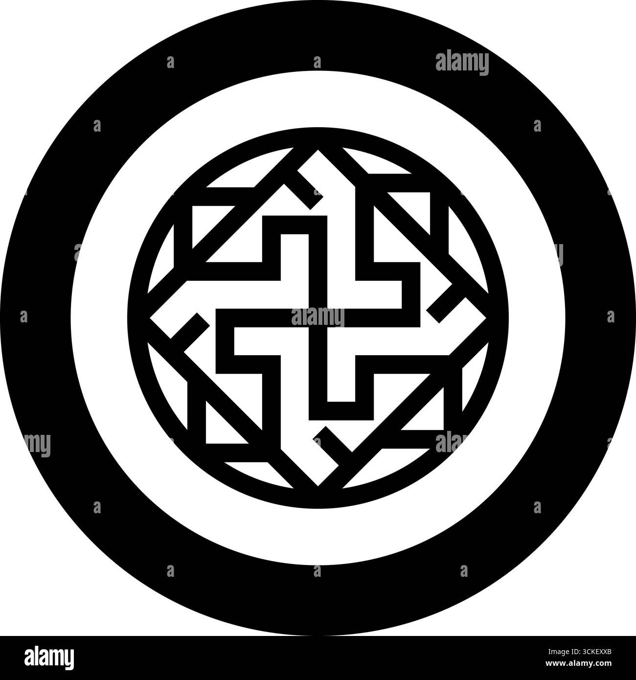 Simbolo Valchiria simbolo icona pagana slava in cerchio di colore nero immagine vettoriale a tinta unita stile semplice Illustrazione Vettoriale