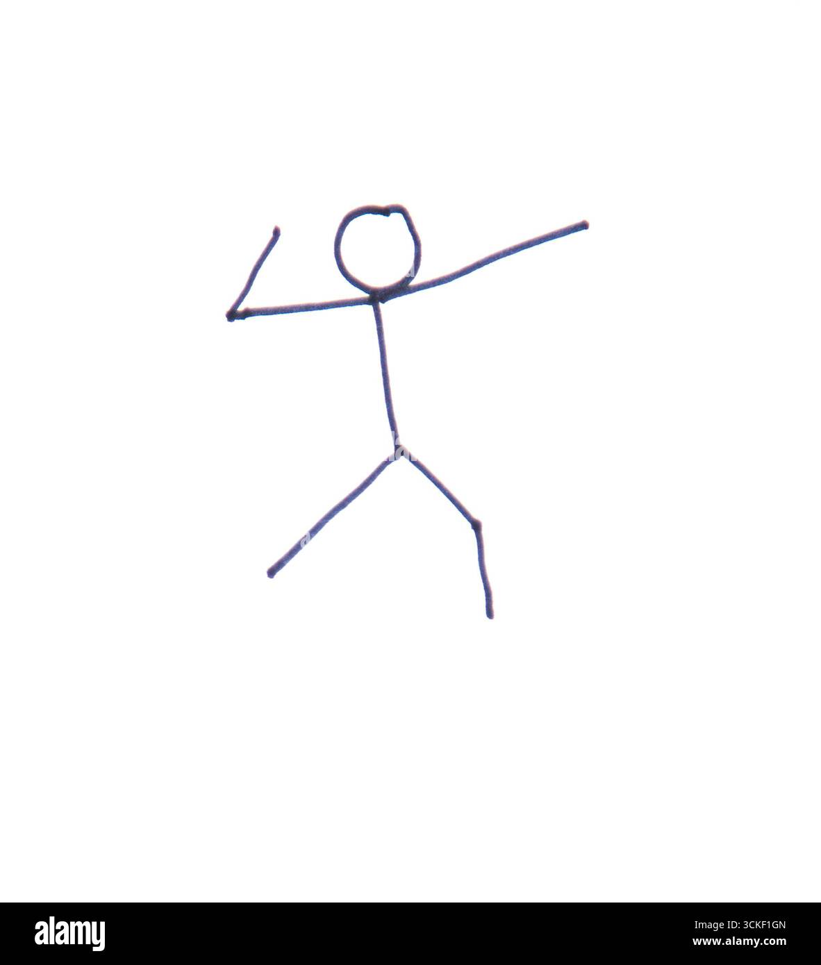 Un semplice concetto di stick figure, nella forma di una persona che si prepara a lanciare un giavellotto Foto Stock Un semplice concetto di stick figure, nella forma di una persona che si prepara a lanciare un giavellotto Foto Stock