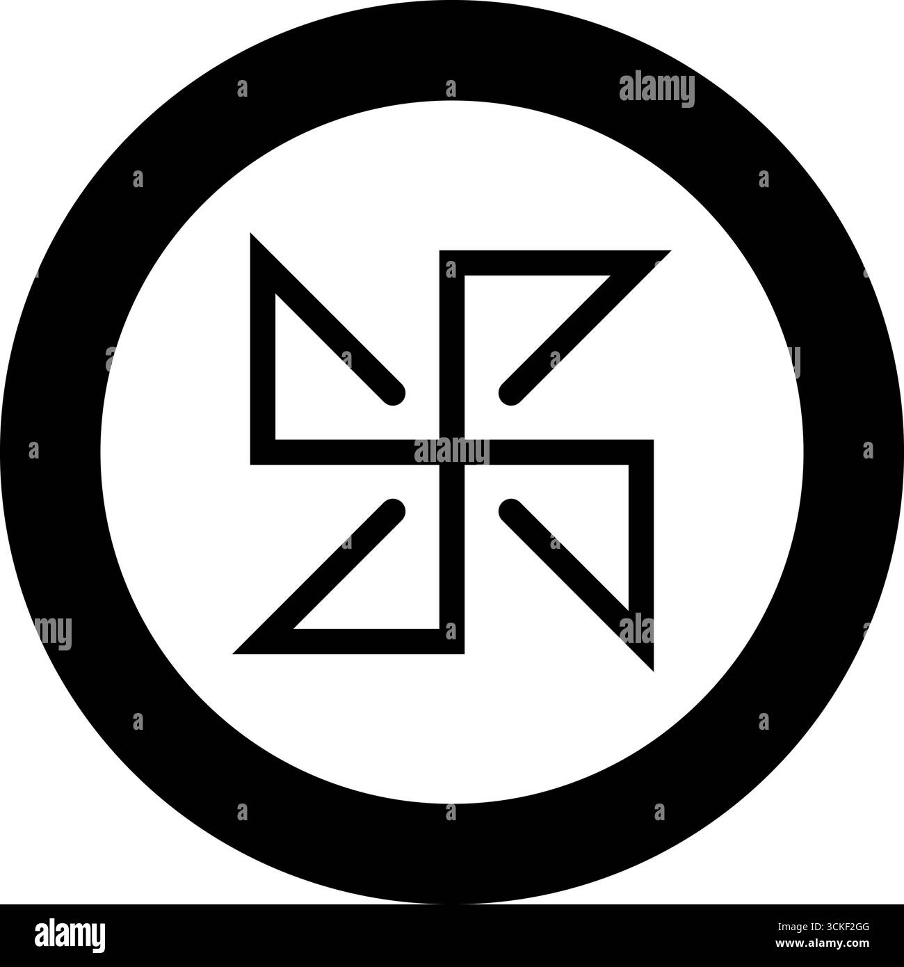 Simbolo Yarovrat simbolo icona pagana slava in cerchio di colore nero immagine vettoriale a tinta unita stile semplice Illustrazione Vettoriale