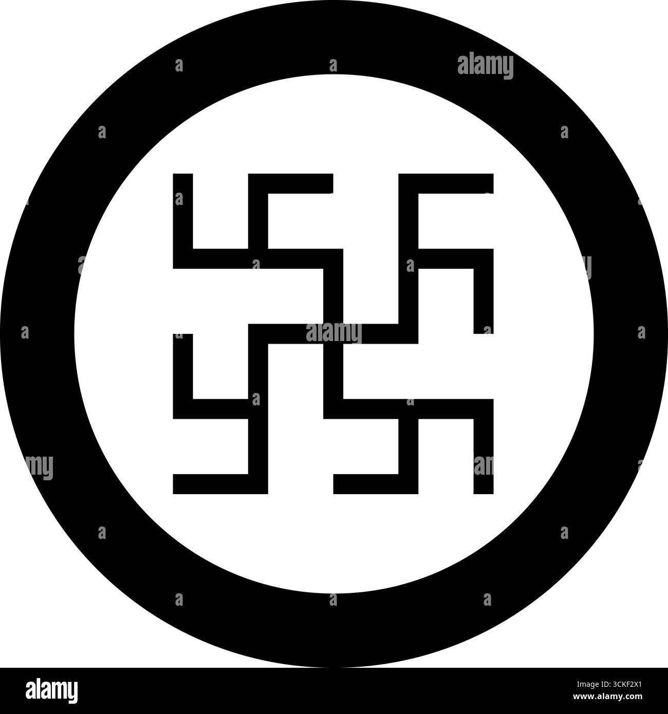 Fiori di felce simbolo di erba segno pagano slavo icona in cerchio di colore nero immagine vettoriale a tinta unita stile semplice Illustrazione Vettoriale