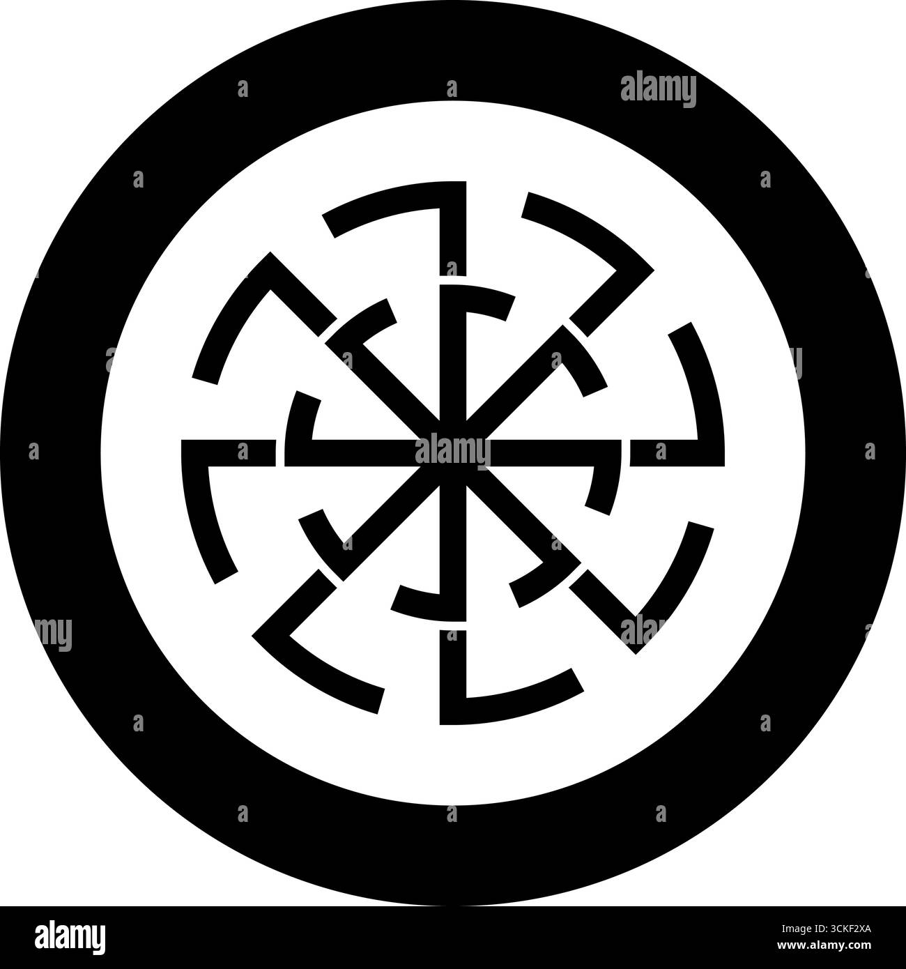 Simbolo Svetch simbolo icona pagana slava in cerchio colore nero immagine vettoriale a tinta unita stile semplice Illustrazione Vettoriale