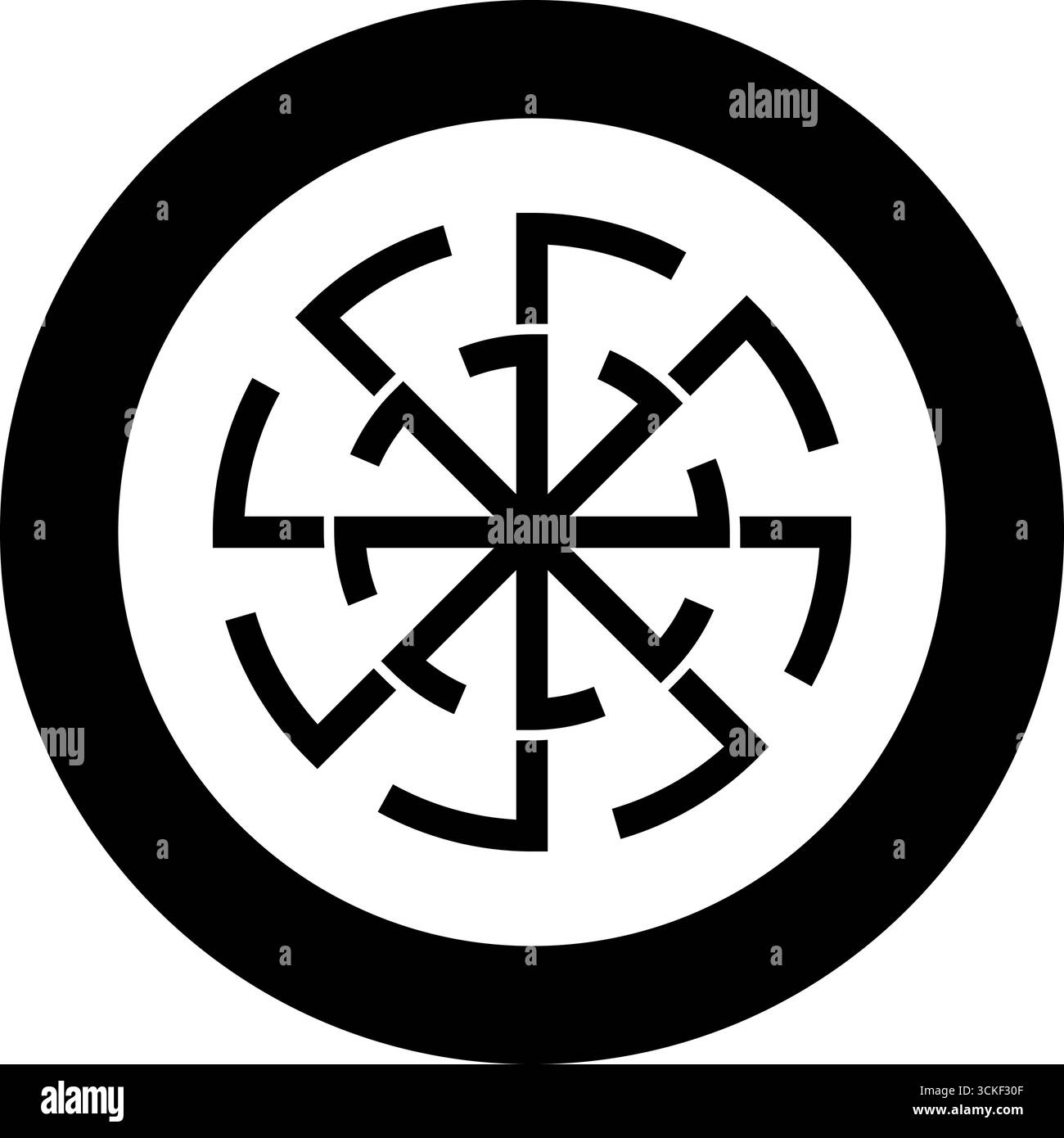 Simbolo di Svitovit icona pagana slava in cerchio di colore nero immagine vettoriale a tinta unita stile semplice Illustrazione Vettoriale