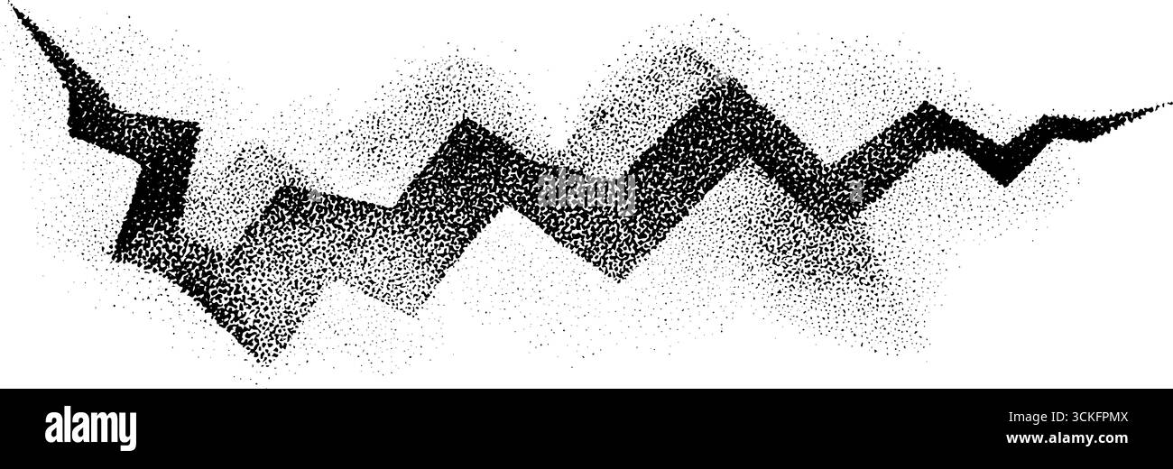 Design a zigzag frammentato con effetto dotwork per l'arte e le stampe. Illustrazione Vettoriale