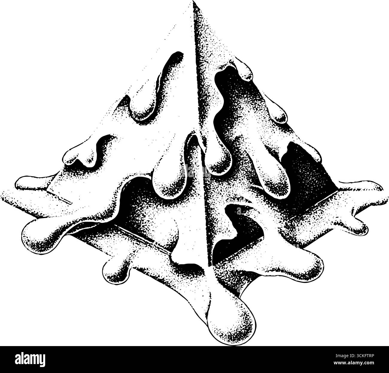 Design a piramide di fusione geometrica surreale per concept creativi. Illustrazione Vettoriale