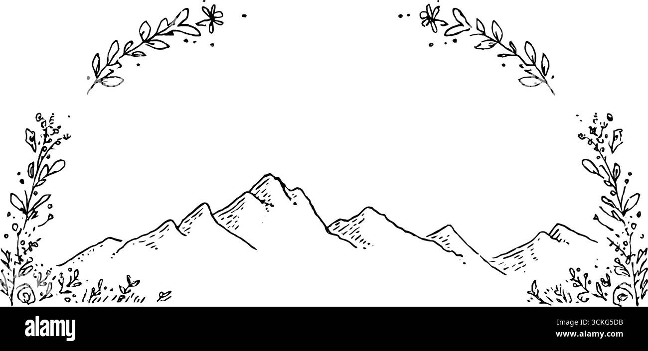 Bordo gotico ad arco a punta con elementi floreali per progetti di design. Illustrazione Vettoriale