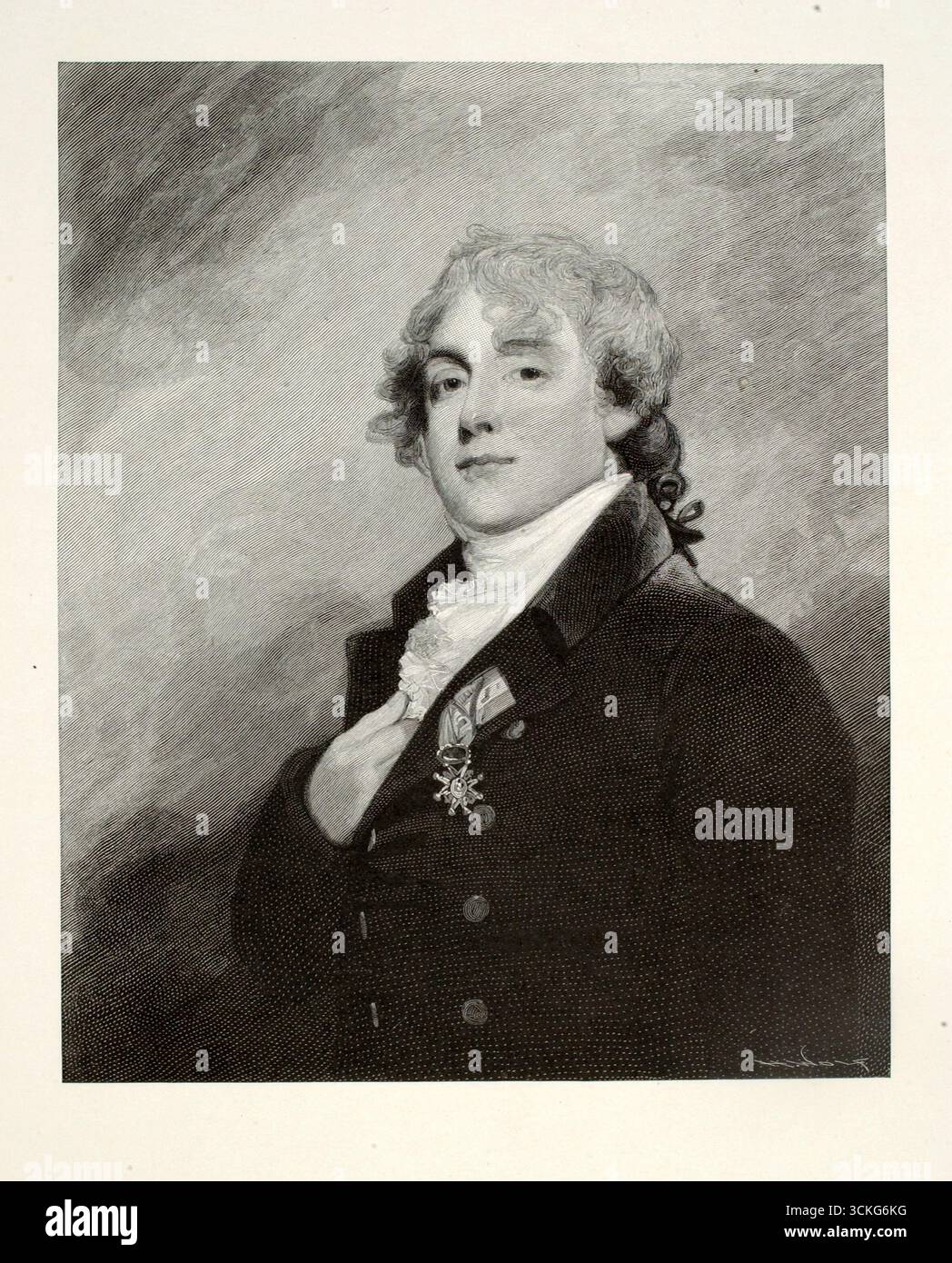 Incisione fotomeccanica in legno di Chevalier D'Yrujo di Henry Wolf, 1900, raffigurante il diplomatico spagnolo in abbigliamento formale. Foto Stock