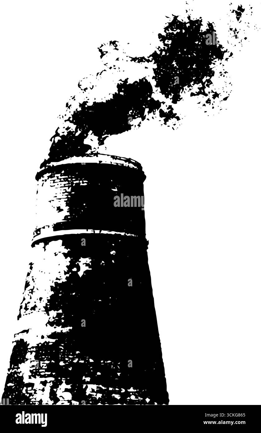 Camino grunge industriale con fumo in bianco e nero per un design urbano. Illustrazione Vettoriale