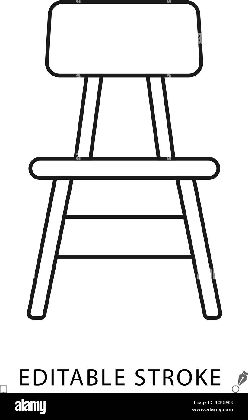 Un'icona da scaffale in stile minimalista con tratto modificabile. Simbolo di mobili, elemento da parete, oggetto per interni, concetto di arredamento per la casa, casa Illustrazione Vettoriale