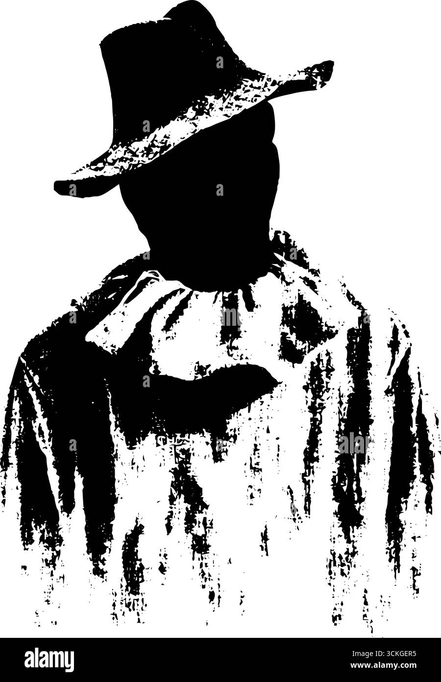 Inquietante scena nera e bianca infestata dai fantasmi per i disegni di halloween. Illustrazione Vettoriale