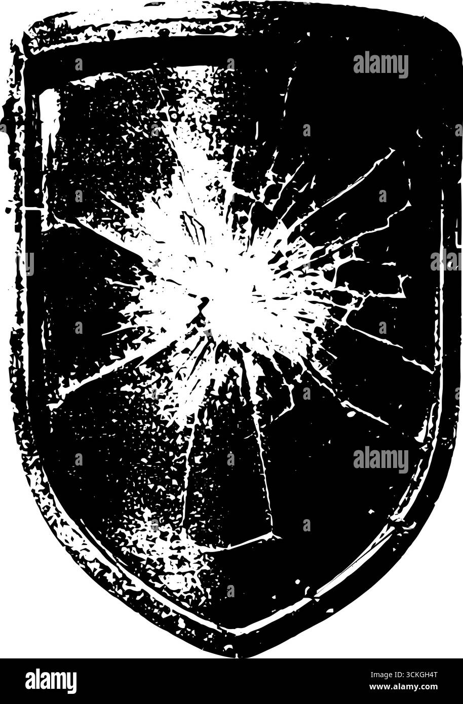 Design a scudo antisommossa bianco e nero grunge per l'arte urbana. Illustrazione Vettoriale