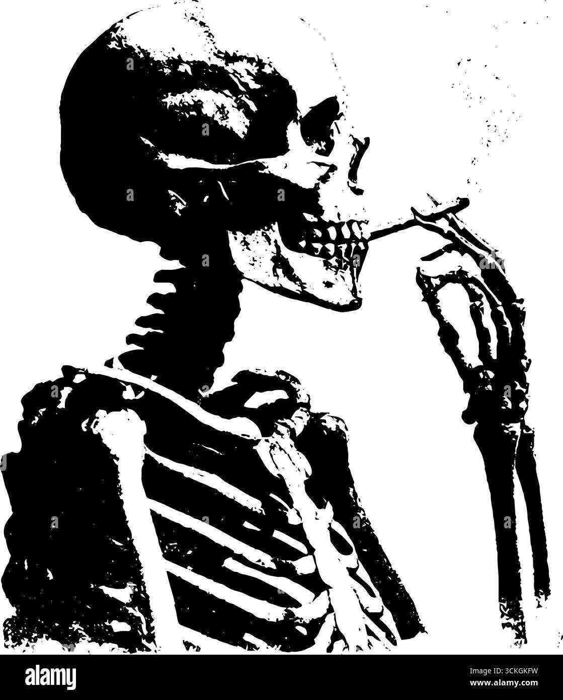 Design per fumatori con scheletro grunge per tatuaggi e progetti d'arte urbana. Illustrazione Vettoriale