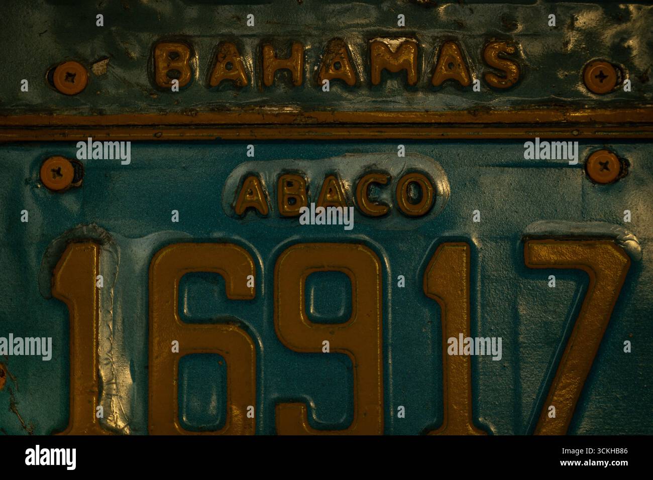 Una vecchia targa Abaco Foto Stock