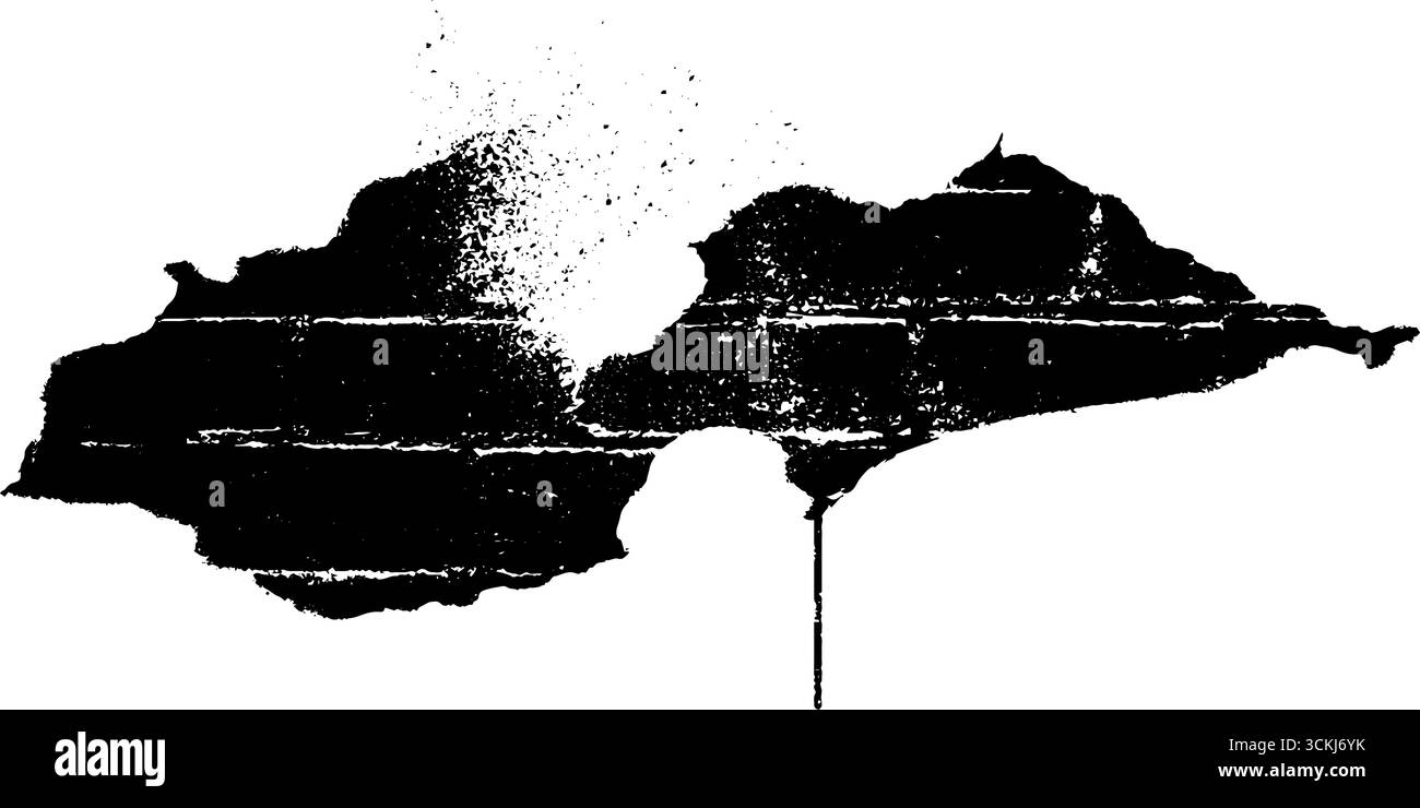 Set di stencil per graffiti bianchi e neri per il design e la decorazione dell'arte urbana. Illustrazione Vettoriale