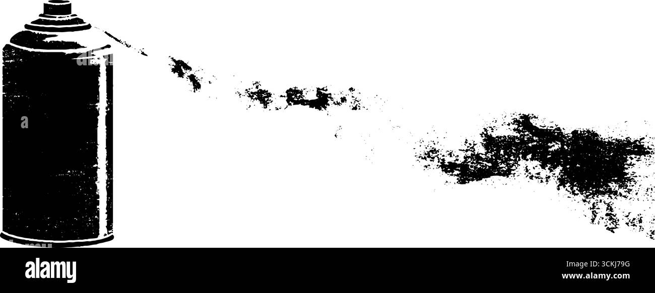 Set di stencil spray per graffiti in bianco e nero per progetti di arte urbana e design. Illustrazione Vettoriale