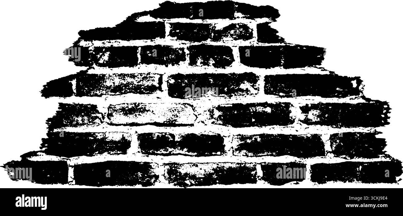 Stencil grunge in mattoni bianchi e neri per progetti d'arte urbana. Illustrazione Vettoriale