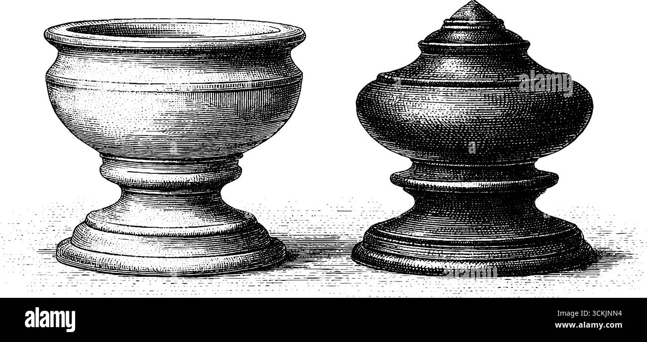 Ciotola di caramelle in vetro con incisione vintage e base per statue bookend per l'arredamento della casa. Illustrazione Vettoriale