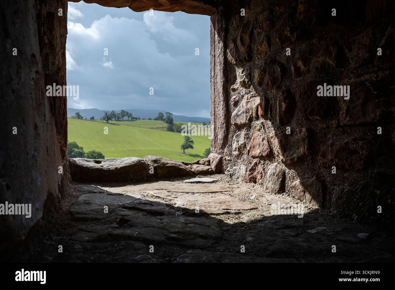 Una vista storica della Eden Valley, Brough Castle, Westmorland & Furness, Cumbria, Regno Unito Foto Stock