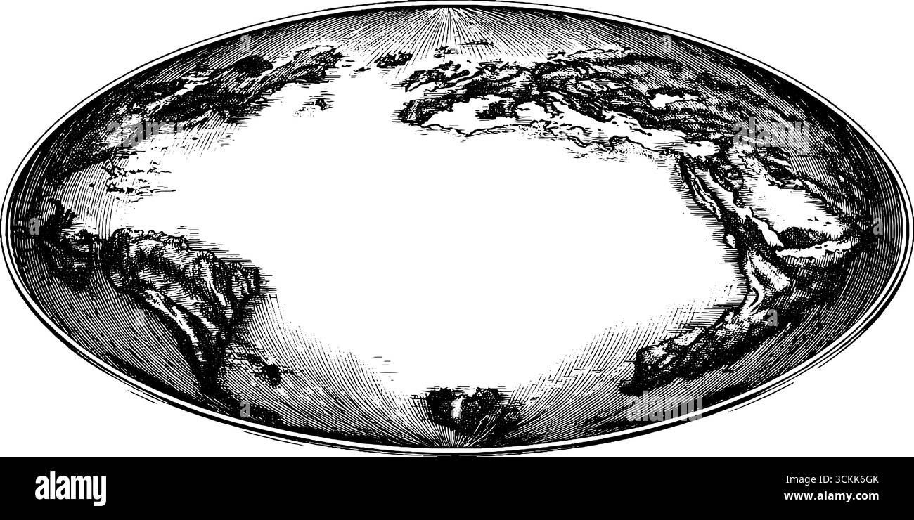 Incisione atlas del mondo antico - storico disegno di mappe globali per scopi didattici. Illustrazione Vettoriale