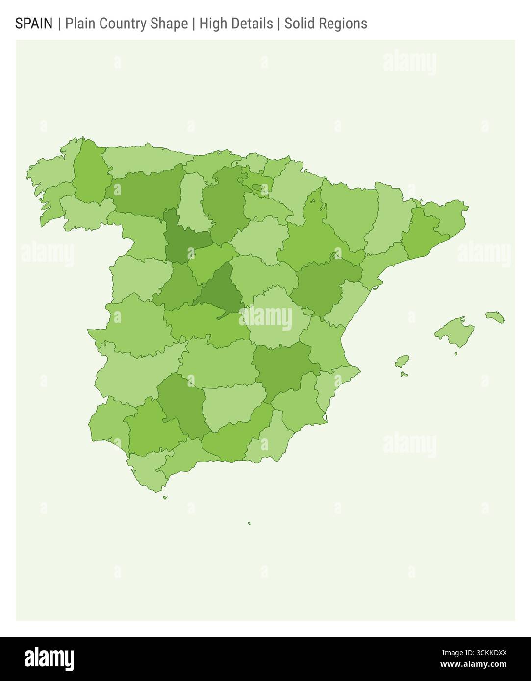 Mappa della Spagna. Dettagli di alto livello. Stile delle aree solide. Forma della Spagna. Illustrazione vettoriale. Illustrazione Vettoriale