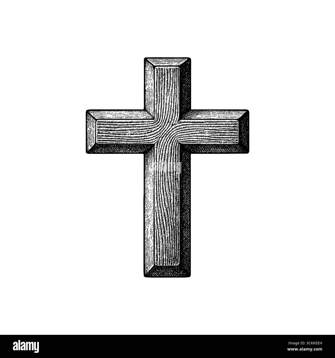 Una croce di legno - un simbolo della crocifissione e del sacrificio di Gesù Cristo per i peccati dell'umanità. Illustrazione Vettoriale