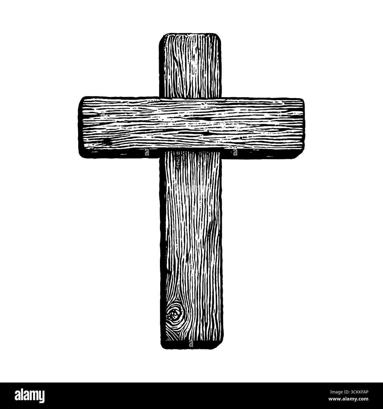 Una croce di legno - un simbolo della crocifissione e del sacrificio di Gesù Cristo per i peccati dell'umanità. Illustrazione Vettoriale
