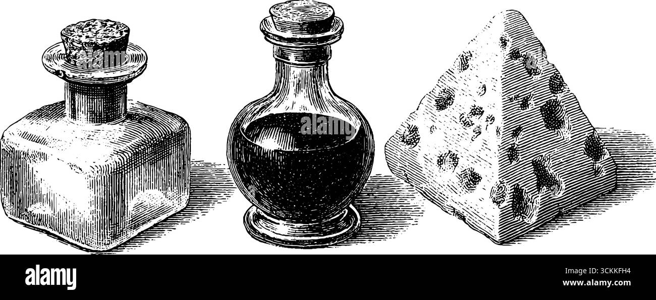 Produzione di sapone vintage e incisioni su stampi per appassionati di artigianato e designer. Illustrazione Vettoriale