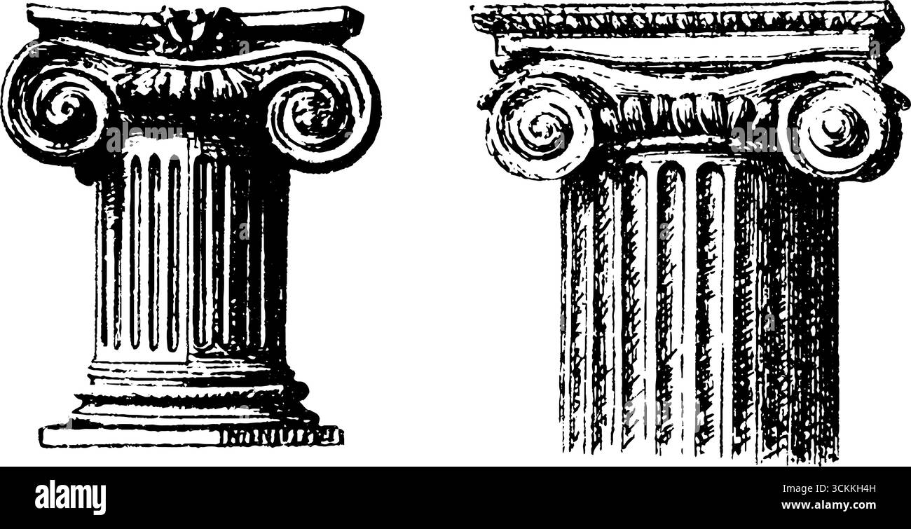 Colonne in porcellana in stile coloniale revival per un design e un decor storici. Illustrazione Vettoriale