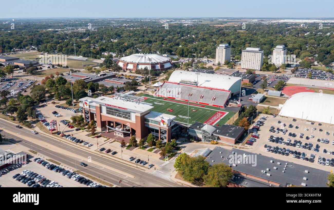 L'Hancock Stadium è sede della squadra di football dei Redbirds della Illinois State University che partecipa alla NCAA Missouri Valley Football Conference. Foto Stock