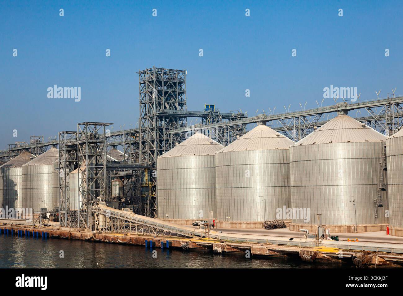 Terminal di stoccaggio del grano nel porto marittimo di Costanza Romania. Foto Stock
