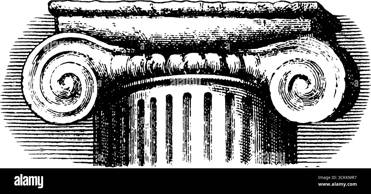 Architettura revival greca che incide concetti di design storico. Illustrazione Vettoriale