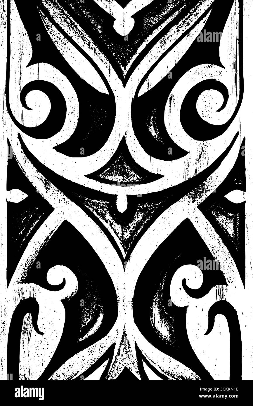 Striscione astratto con motivo etnico inciso per design e decorazione. Illustrazione Vettoriale