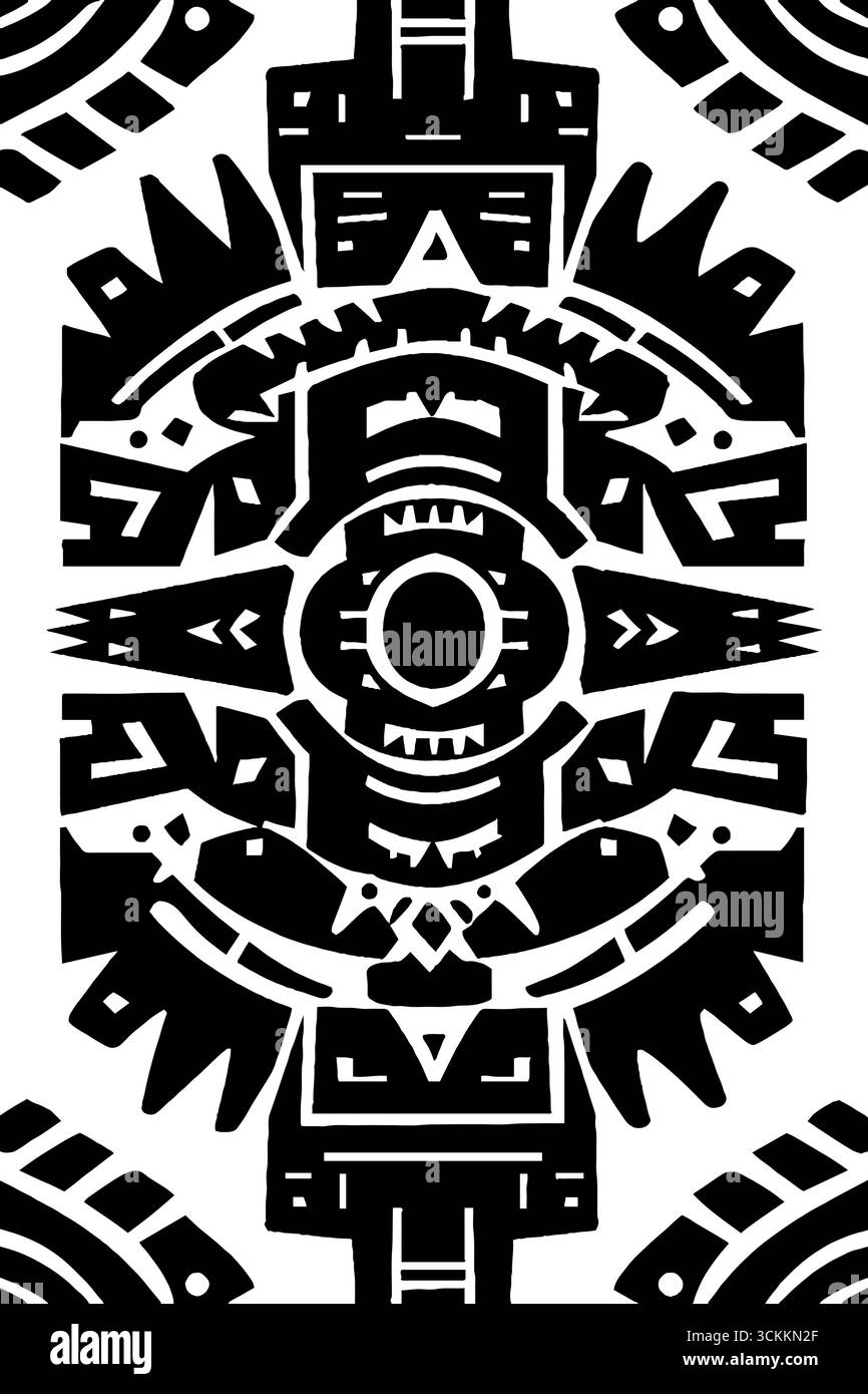 Banner con motivo etnico inciso per sfondi creativi. Illustrazione Vettoriale