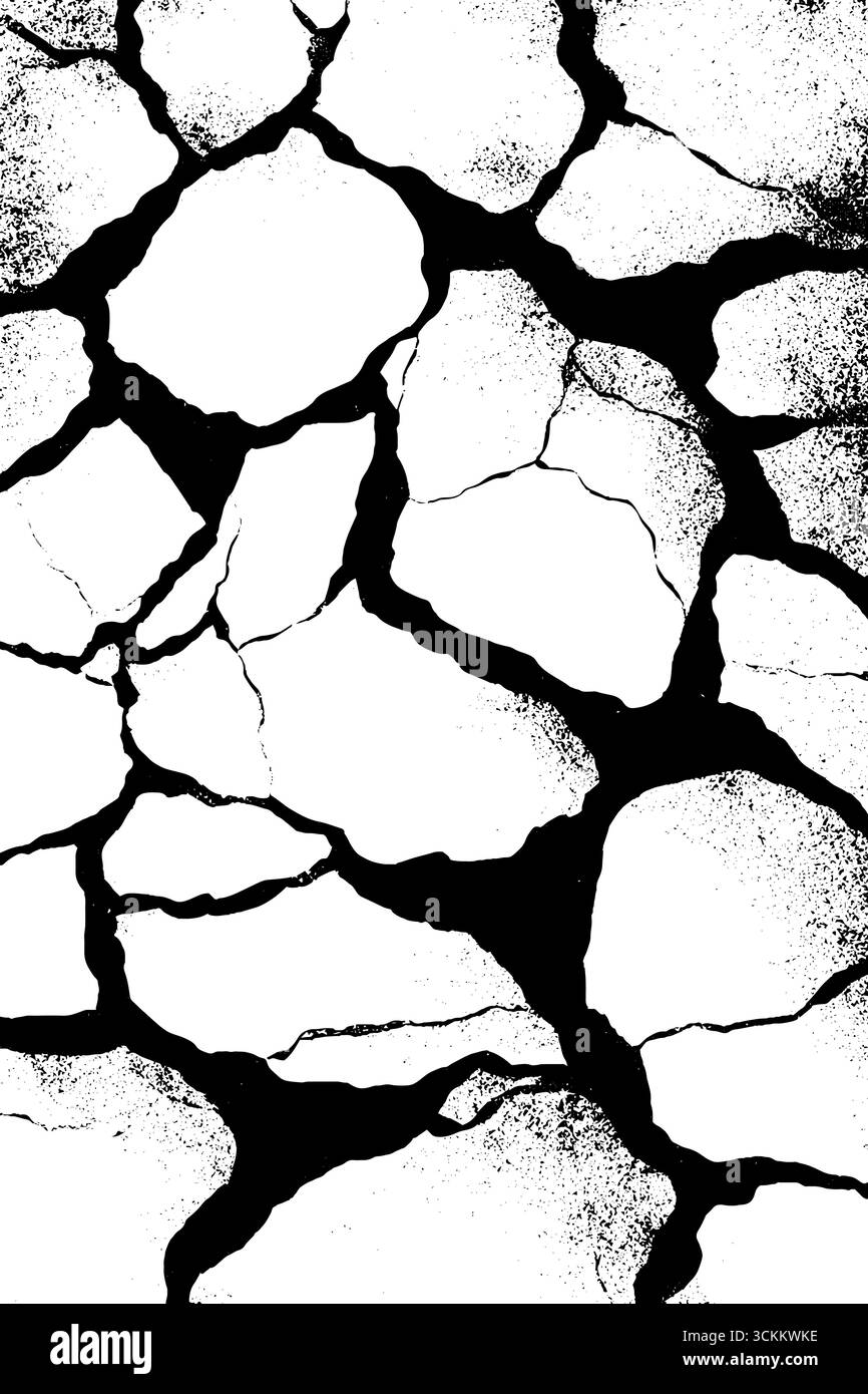 Schema astratto di blocchi di roccia ignea con bordi neri per un design artistico. Illustrazione Vettoriale