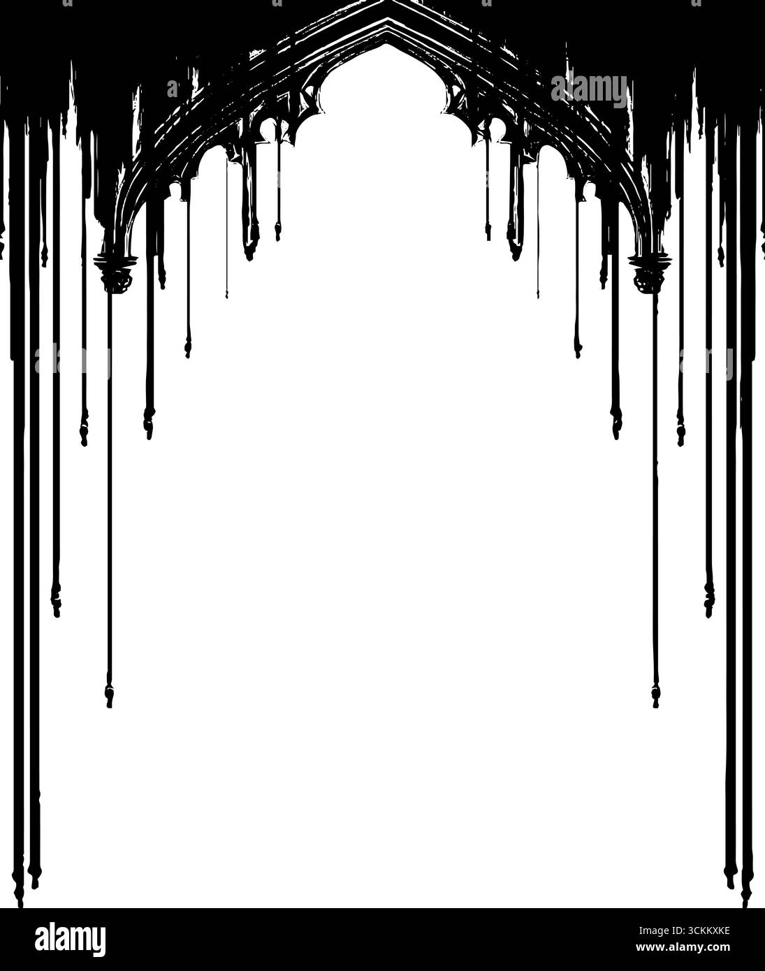 Archi gotici striscione astratto con elementi gocciolanti per un design e una decorazione creativi. Illustrazione Vettoriale
